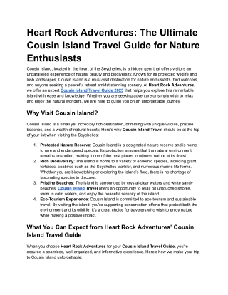 Heart Rock Adventures_ The Ultimate Cousin Island Travel Guide for Nature Enthusiasts