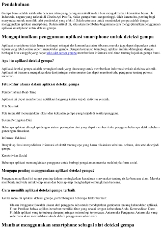 “Mengoptimalkan penggunaan aplikasi smartphone untuk deteksi gempa”