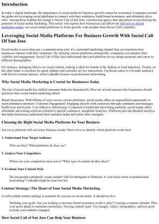 Leveraging Social Media Platforms For Business Growth With Social Cali Of San Jo