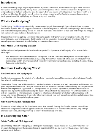 Exploring the Science Behind How CoolSculpting Works
