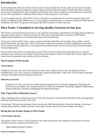 Pitco Foods: Committed to Serving Quality Groceries in San Jose.