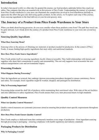 The Journey of a product from Pitco Foods warehouse to your store