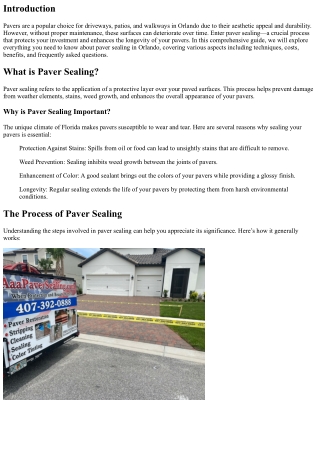 The Ultimate Guide to Paver Sealing: Protect Your Investment in Orlando
