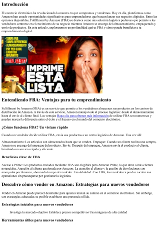 Entendiendo FBA: Ventajas para tu emprendimiento digital