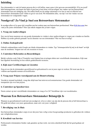 Noodgeval? Zo Vind je Snel een Betrouwbare Slotenmaker