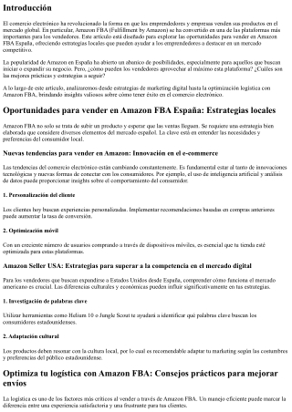 Oportunidades para vender en Amazon FBA España: Estrategias locales
