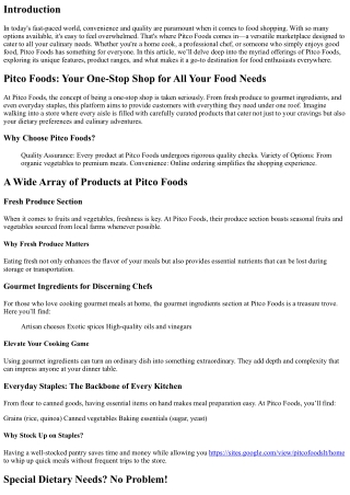 Pitco Foods: Your One-Stop Shop for All Your Food Needs
