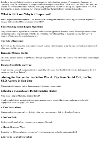 Aiming for Success in the Online World: Tips from Social Cali, the Top SEO Agenc
