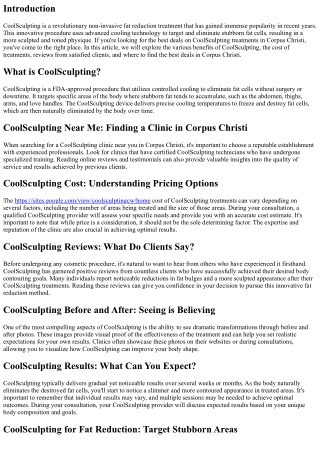 Best Deals on CoolSculpting Treatments in Corpus Christi