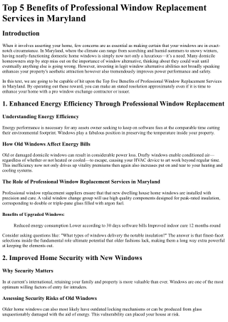 Top five5 Benefits of Professional Window Replacement Services in Maryland