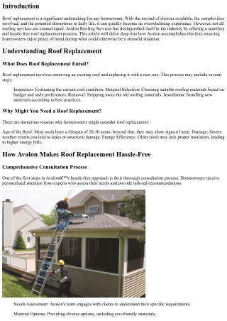 How Avalon Makes Roof Replacement Hassle-Free