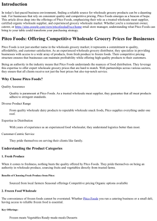 Pitco Foods: Offering Competitive Wholesale Grocery Prices for Businesses