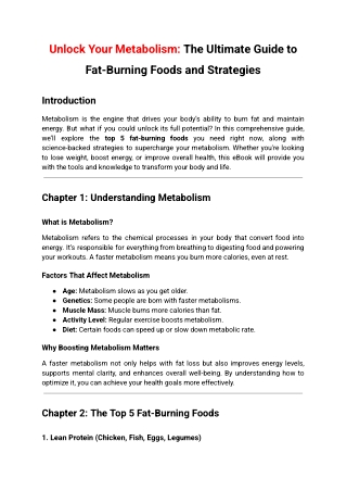 Unlock Your Metabolism: The Ultimate Guide to Fat-Burning Foods and Strategies