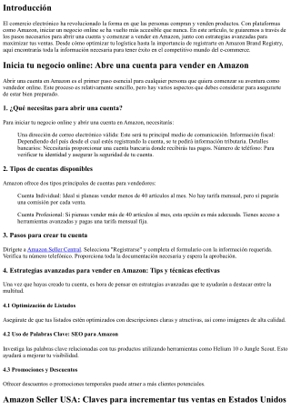 Inicia tu negocio online: Abre una cuenta para vender en Amazon