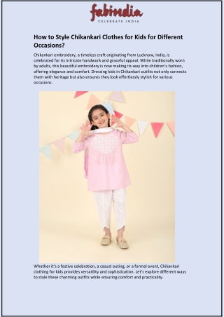 How to Style Chikankari Clothes for Kids for Different Occasions?