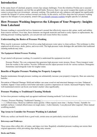 How Pressure Washing Improves the Lifespan of Your Property: Insights from Lakel