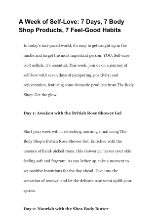 A Week of Self-Love_ 7 Days, 7 Body Shop Products, 7 Feel-Good Habits