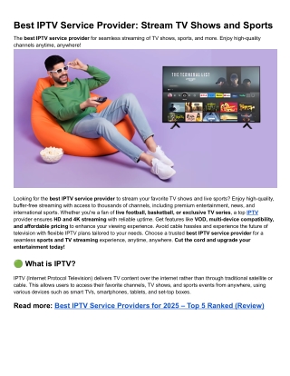 Best IPTV Service Provider_ Stream TV Shows and Sports