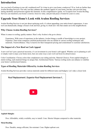 Upgrade Your Home's Look with Avalon Roofing Services
