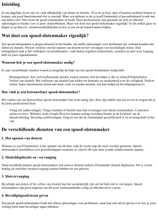 Wat doet een spoed-slotenmaker eigenlijk?