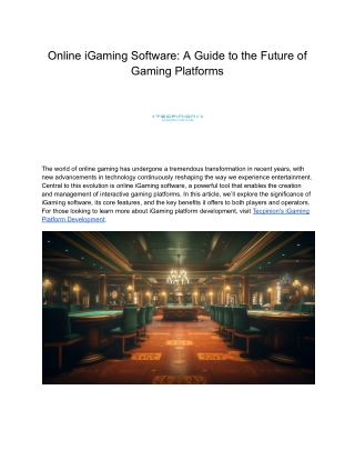 Online iGaming Software_ A Guide to the Future of Gaming Platforms