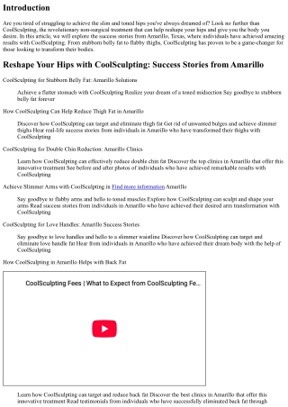 Reshape Your Hips with CoolSculpting: Success Stories from Amarillo
