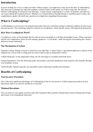 The Science behind CoolSculpting at American Laser Med Spa - Corpus Christi