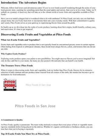 Discovering Exotic Fruits and Vegetables at Pitco Foods