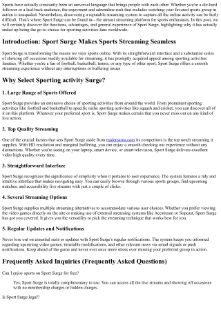 Sport Surge: The Ultimate Streaming System for Sports Enthusiasts