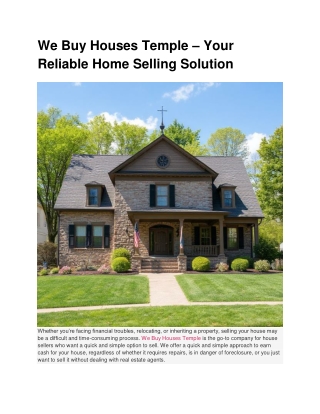 We Buy Houses Temple – Your Reliable Home Selling Solution