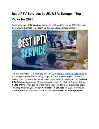 Best IPTV Services in UK USA Europe– Top Picks for 2025