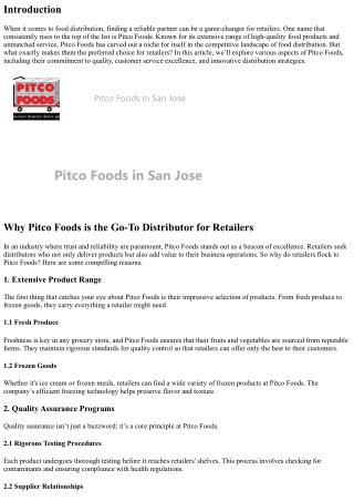 Why Pitco Foods is the Go-To Distributor for Retailers