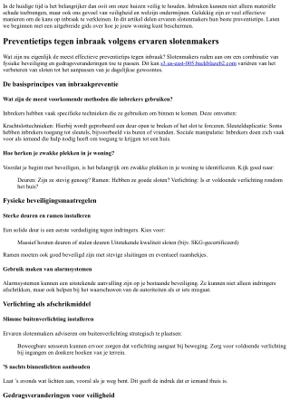 Preventietips tegen inbraak volgens ervaren slotenmakers