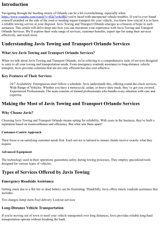 Making the Most of Javis Towing and Transport Orlando Services