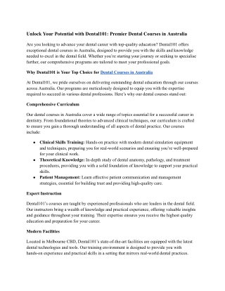 dental course in Australia _ Dental101