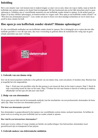 Hoe open je een kofferbak zonder sleutel? Slimme oplossingen!