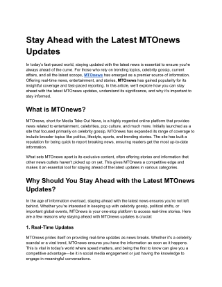 Stay Ahead with the Latest MTOnews Updates