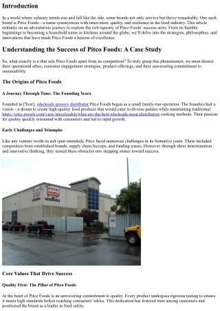 Understanding the Success of Pitco Foods: A Case Study.