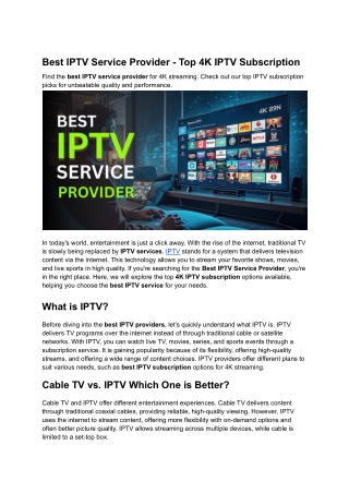 Best IPTV Service Provider - Top 4K IPTV Subscription