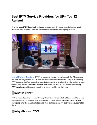 Best UK IPTV Service Providers for 2025 – Top 12 Ranked