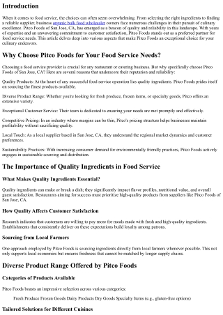 Why Choose Pitco Foods for Your Food Service Needs?