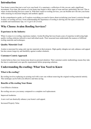 Revitalize Your Home’s Exterior with Avalon’s Re-roofing Services