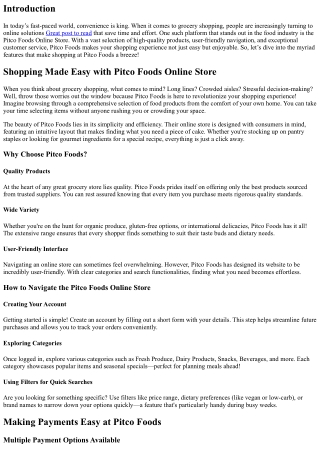 Shopping Made Easy with Pitco Foods Online Store