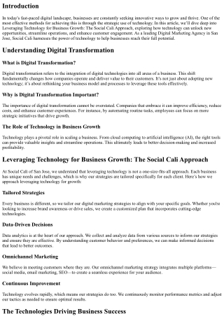 Leveraging Technology for Business Growth: The Social Cali Approach
