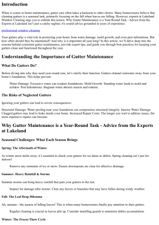 Why Gutter Maintenance is a Year-Round Task - Advice from the Experts at Lakelan