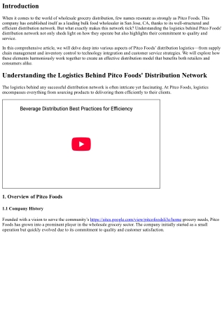 Understanding the Logistics Behind Pitco Foods' Distribution Network