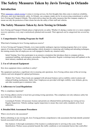 The Safety Measures Taken by Javis Towing in Orlando