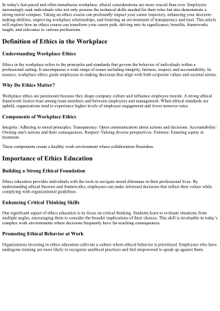 How an Ethics Course Can Transform Your Career Path
