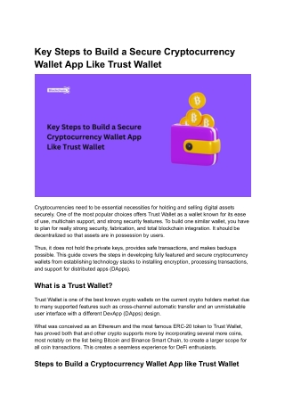 Key Steps to Build a Secure Cryptocurrency Wallet Like Trust Wallet