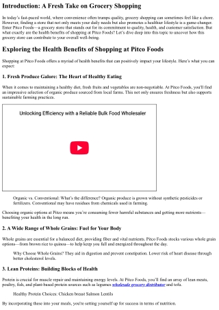 Exploring the Health Benefits of Shopping at Pitco Foods